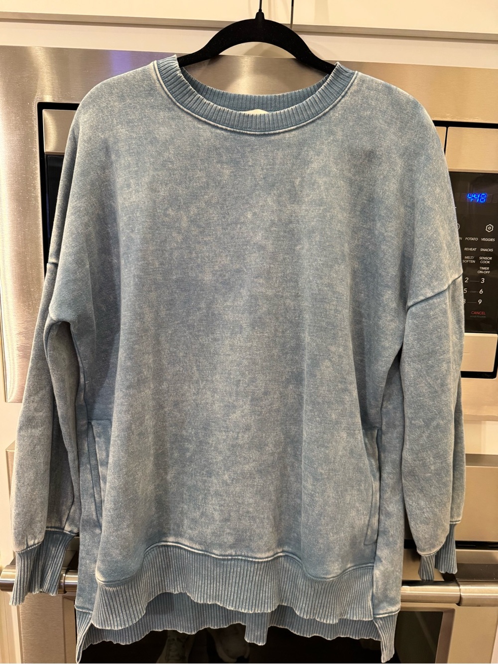 Zenana Outfitters Washed Sky Blue Crewneck Pullover
